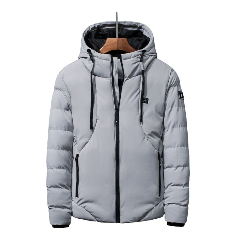 New Men Women Cotton Coat USB Smart Electric Heated Jackets Winter Thicken Down Hooded Outdoor Hiking Ski Clothing 7XL - SMSB 66