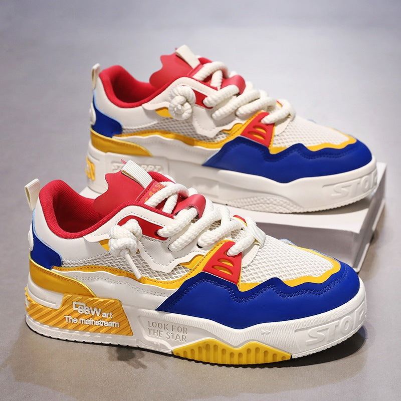 Men's Four Seasons colorful low top casual sneakers with soft rubber sole and mesh lining