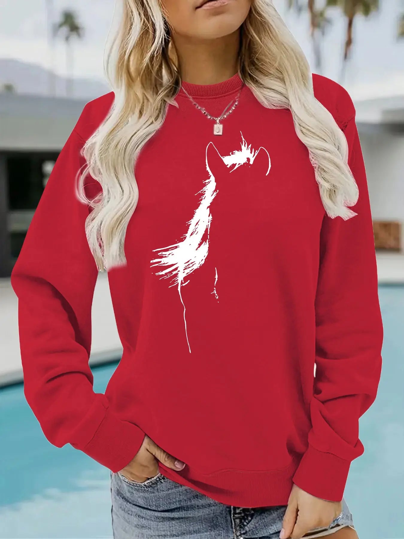 Animal horse pattern printed hoodie eprolo