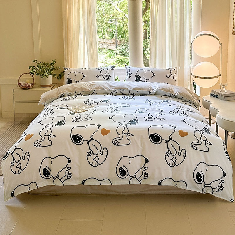 Cartoon Four-Piece Set Fresh Autumn and Winter Single Student Dormitory Bedding Sheet Three-Piece Set Single Quilt Cover - SMSB 66
