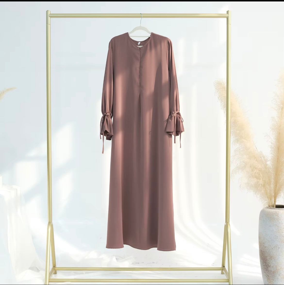 Sharut 2025 EID turc dubaï Abaya Robe luxe modeste Abaya femmes musulmanes Robe avec fermeture éclair avant manches à volants Nida Abaya - SMSB 66