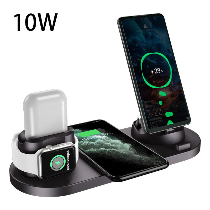 6 in 1 wireless charger for iPhone with fast charging pad and dock station for phone, watch, and earbuds