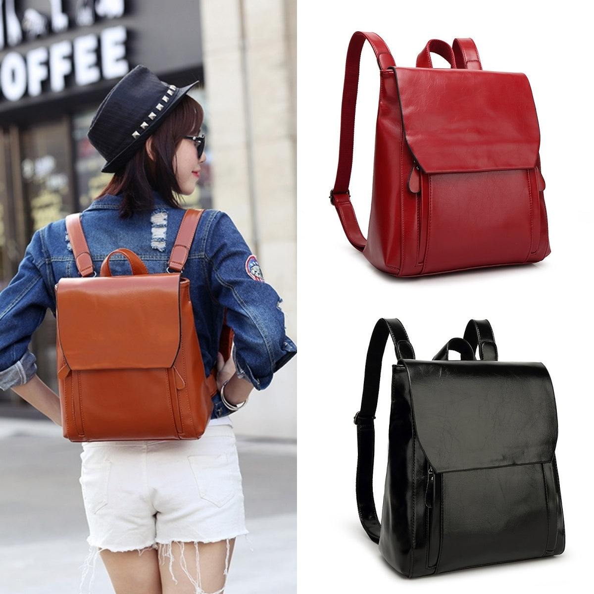 Women Backpack Cross Body Shoulder Bag Genuine Leather Girls School Female Natural Skin Book Laptop Rucksack Messenger Bags - SMSB 66