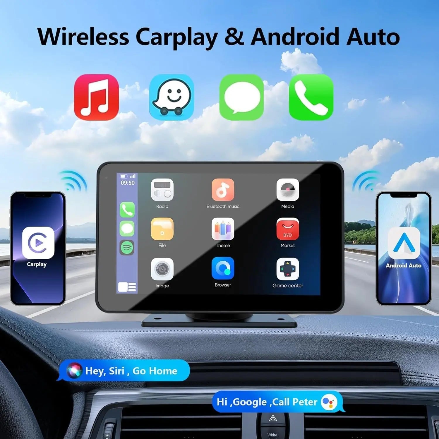 7-inch wireless Carplay portable car Bluetooth MP5 player multimedia Android projection navigation device - SMSB 66