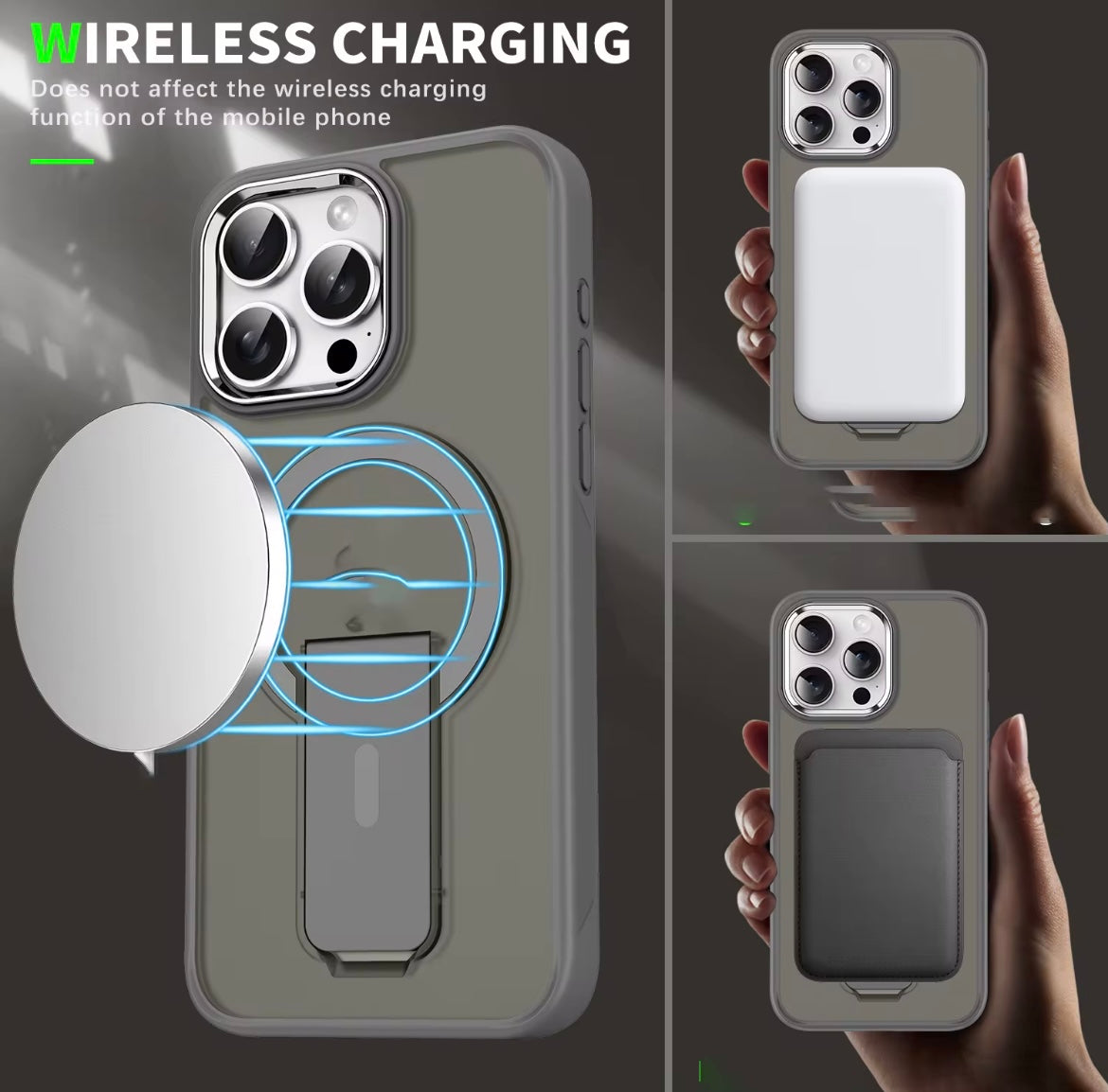 Coque de téléphone magnétique pour Iphone 16 15 14 13 12 11 pro max béquille antichoc accessoires de couverture prise en charge de la charge sans fil - SMSB 66