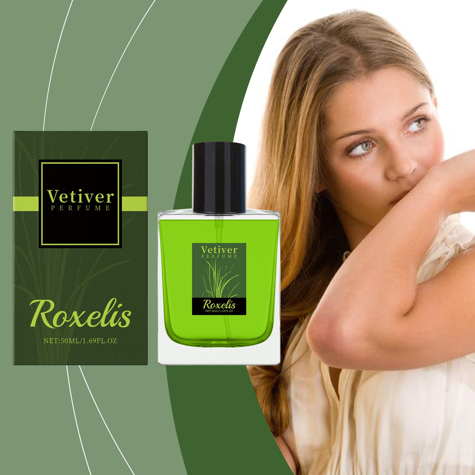 Roxelis Vetiver Fresh Perfume Exudes Charm Natural Fresh Elegant Fragrance Stay Fragrance Everyday Portable Fragrance Perfume - SMSB 66