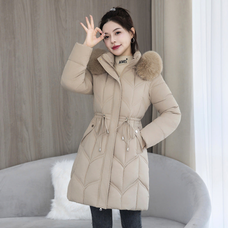 Large Fur Collar Coat Mid-length Thickened Cotton Jacket - SMSB 66