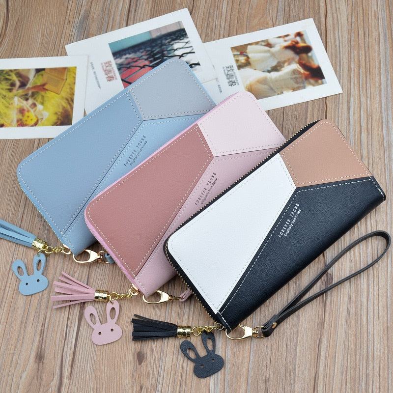 Luxury Brand Leather Wallets Women Long Zipper Coin Purses Tassel Design Clutch Wallets Female Money Bag Credit Card Holder - SMSB 66