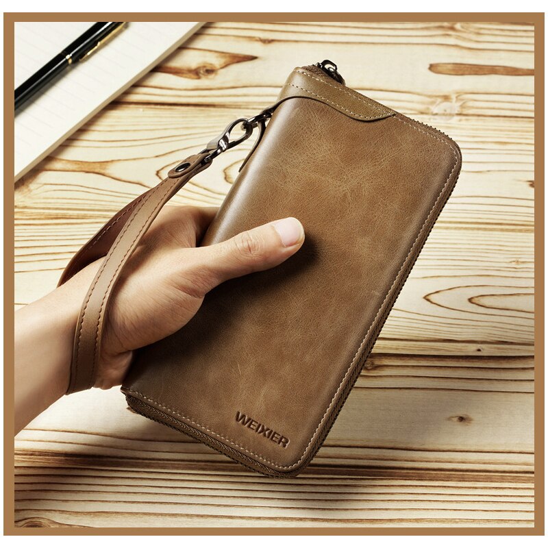 New Come Fashion Vintage Long Style Split Leather Men Wallet Soft For Business Casual Men Wallet Clutch Bags High Quality - SMSB 66