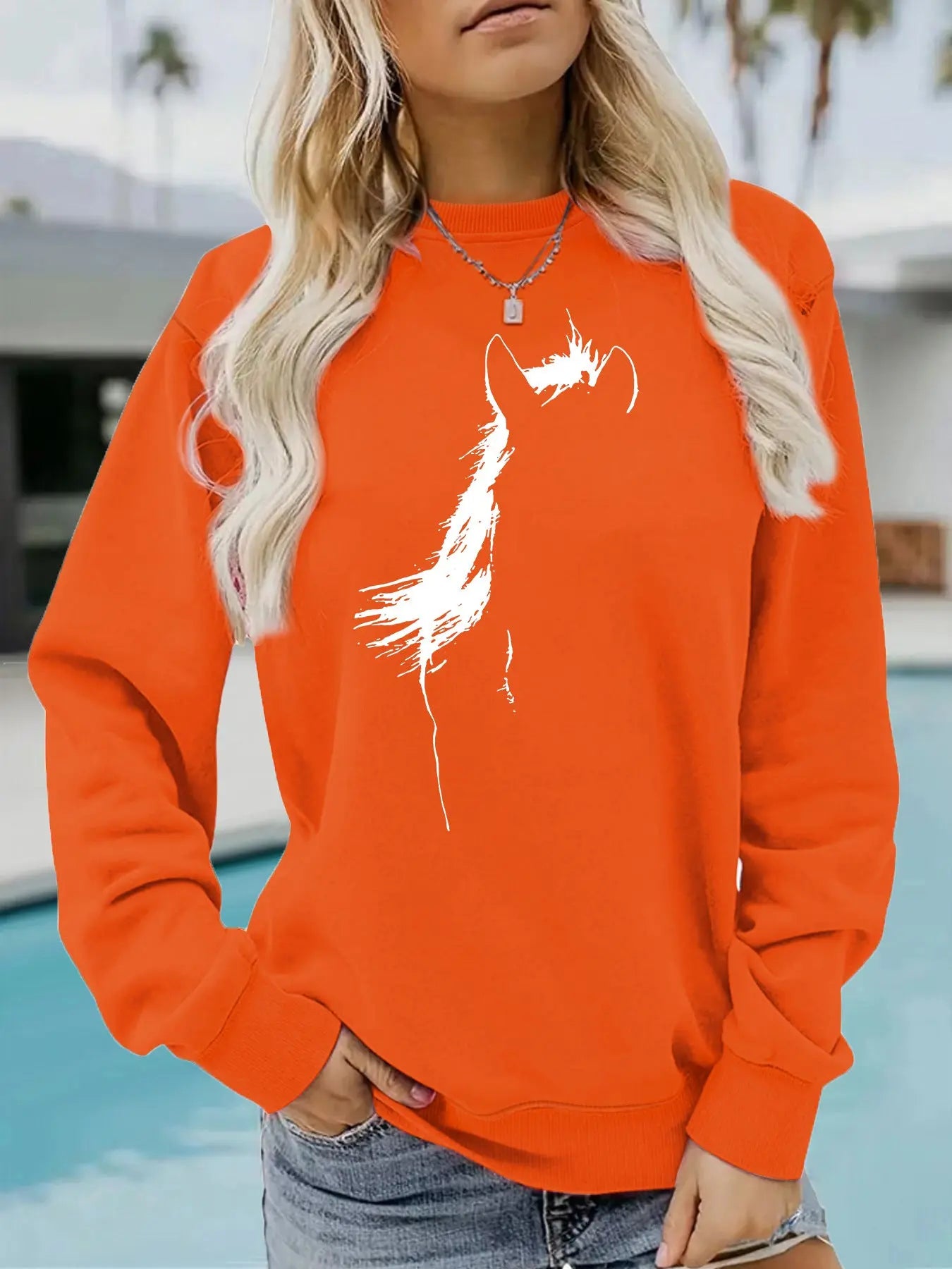 Animal horse pattern printed hoodie eprolo