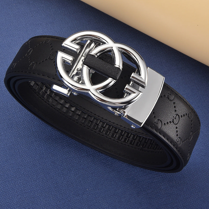 Men's Genuine Leather Alloy Automatic Buckle Versatile Korean Business Casual Fashion Belt - SMSB 66