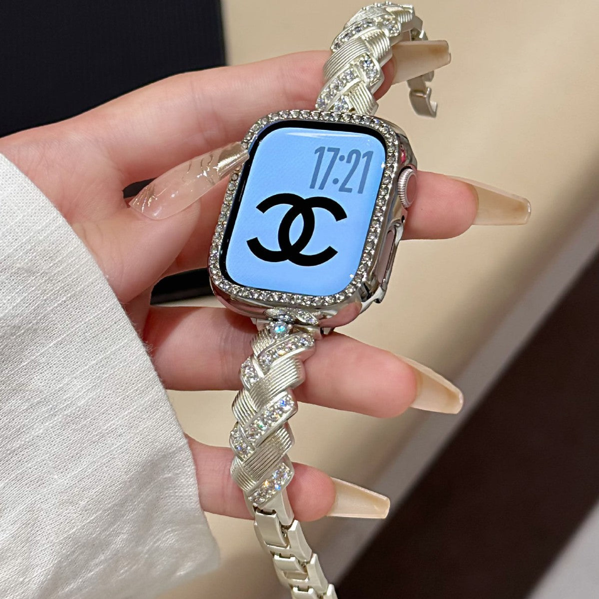 Wheat Spike Diamond-Encrusted Metal Starlight Watch Band for Apple Watch Female - SMSB 66