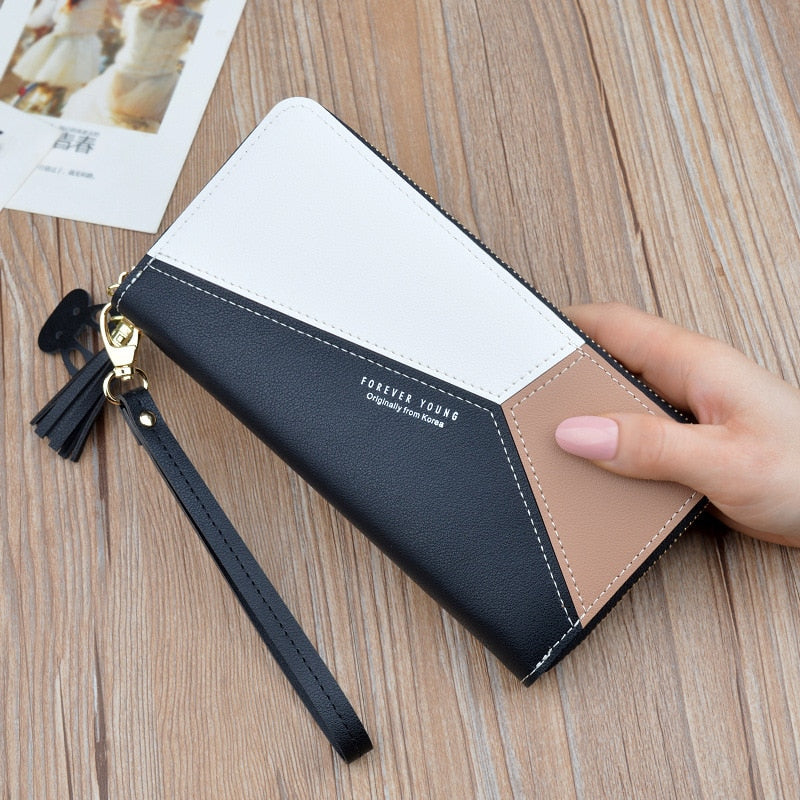 Luxury Brand Leather Wallets Women Long Zipper Coin Purses Tassel Design Clutch Wallets Female Money Bag Credit Card Holder - SMSB 66