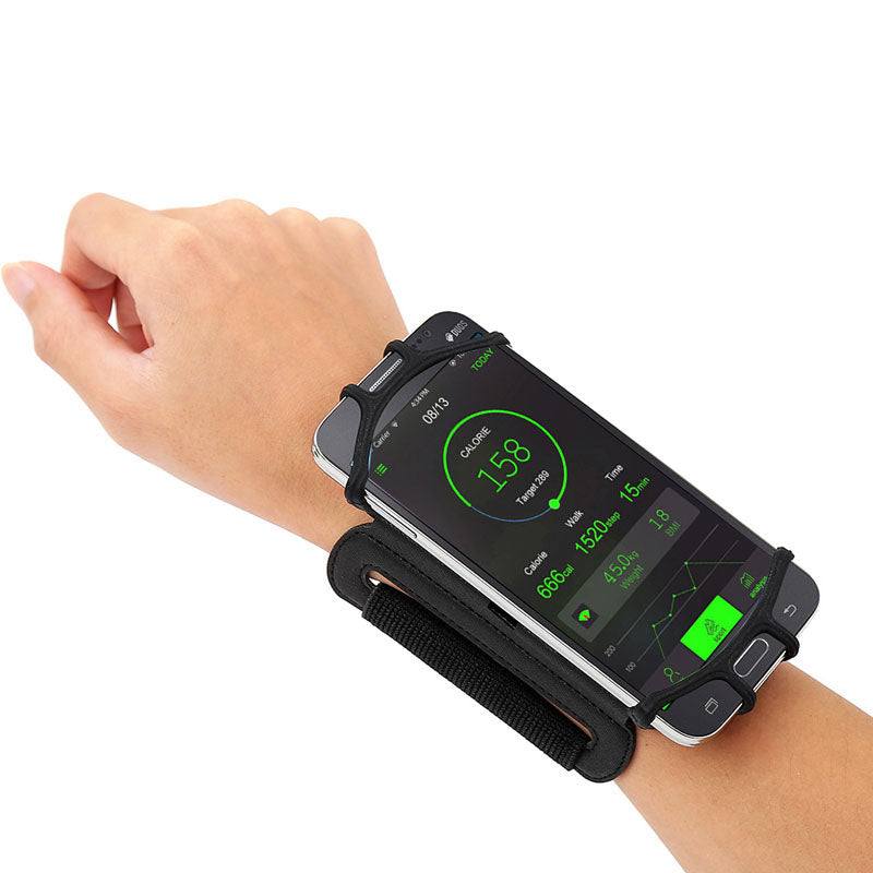 180 degree rotatable running wristband phone case on wrist for sports and cycling with touch screen access