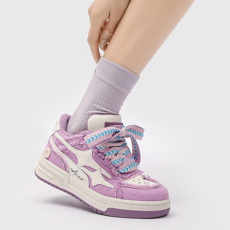 Women's Fashion Lavender Purple Thick Bottom Sports Casual Board Shoes - SMSB 66