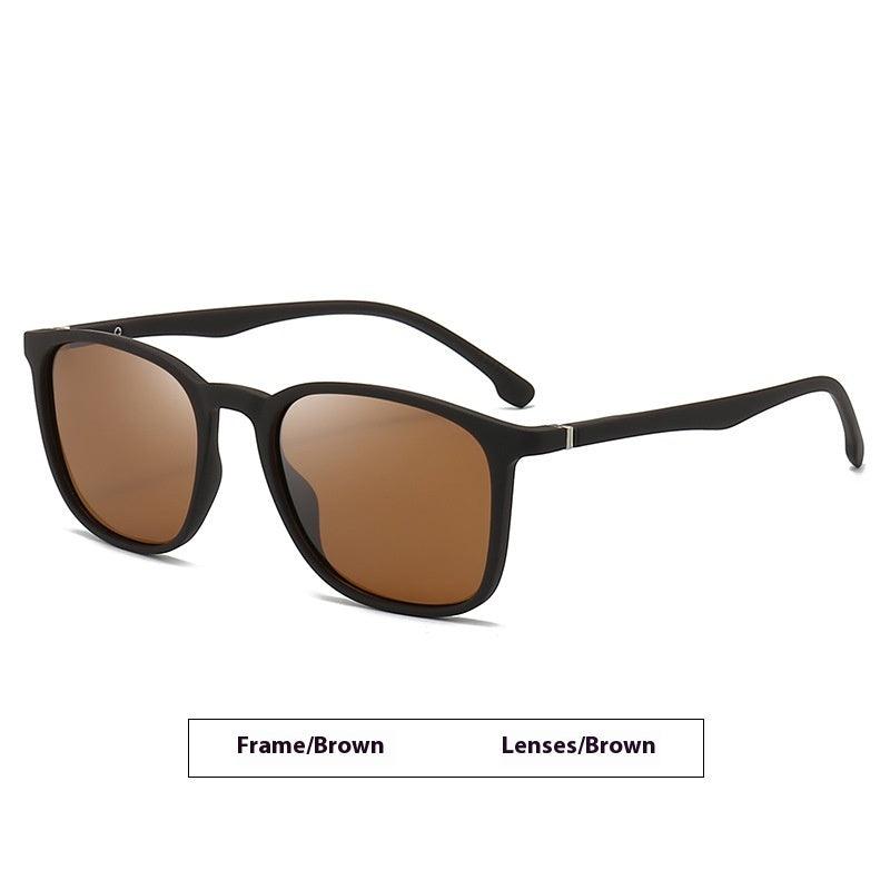 Men's Elastic Paint surface polarized brown lenses sunglasses with black PC frame and UV400 protection