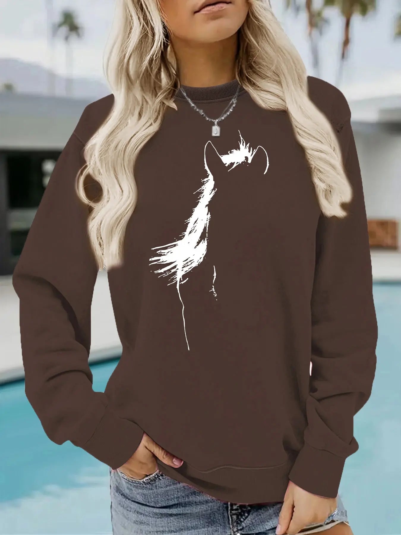 Animal horse pattern printed hoodie eprolo