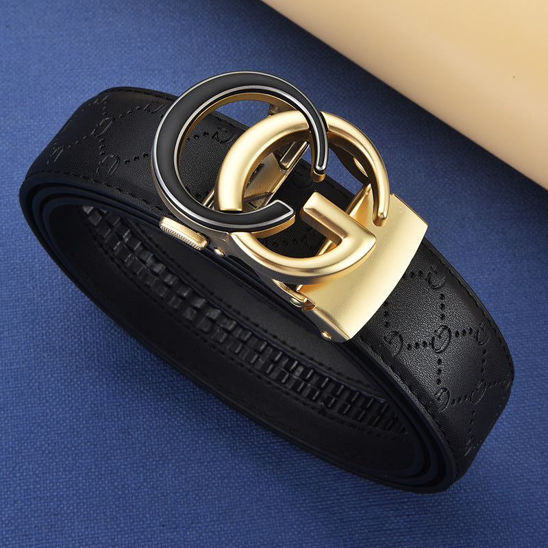 Men's Genuine Leather Alloy Automatic Buckle Versatile Korean Business Casual Fashion Belt - SMSB 66