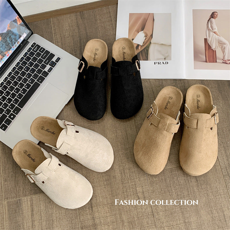 Thick-soled Half-drag Retro Unique Lazy Outdoor Unisex Slip-on Closed-toe Sandals - SMSB 66