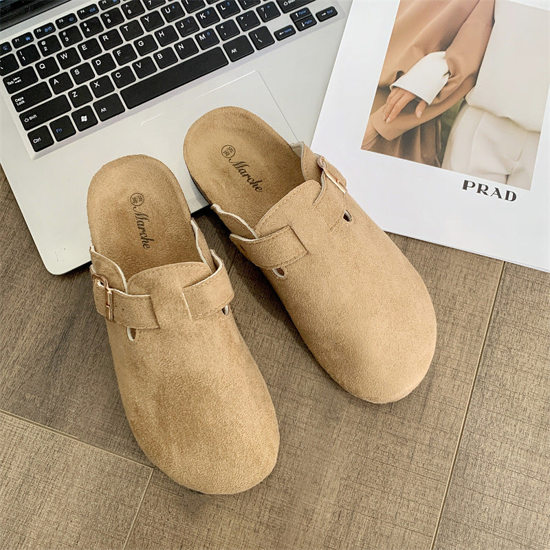 Thick-soled Half-drag Retro Unique Lazy Outdoor Unisex Slip-on Closed-toe Sandals - SMSB 66