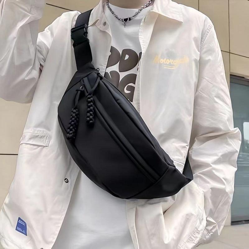 men's black chest bag small shoulder sports crossbody bag polyester nylon lining