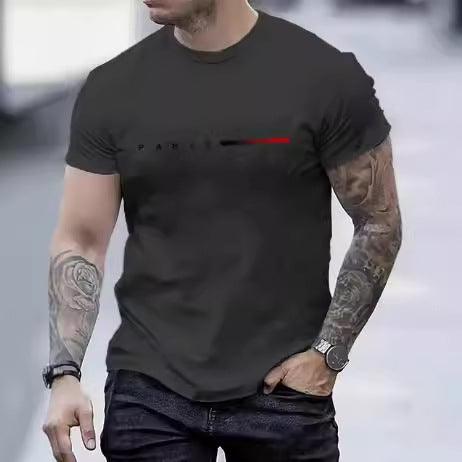 Slim fit men's 3d printed black mesh polyester short sleeve top