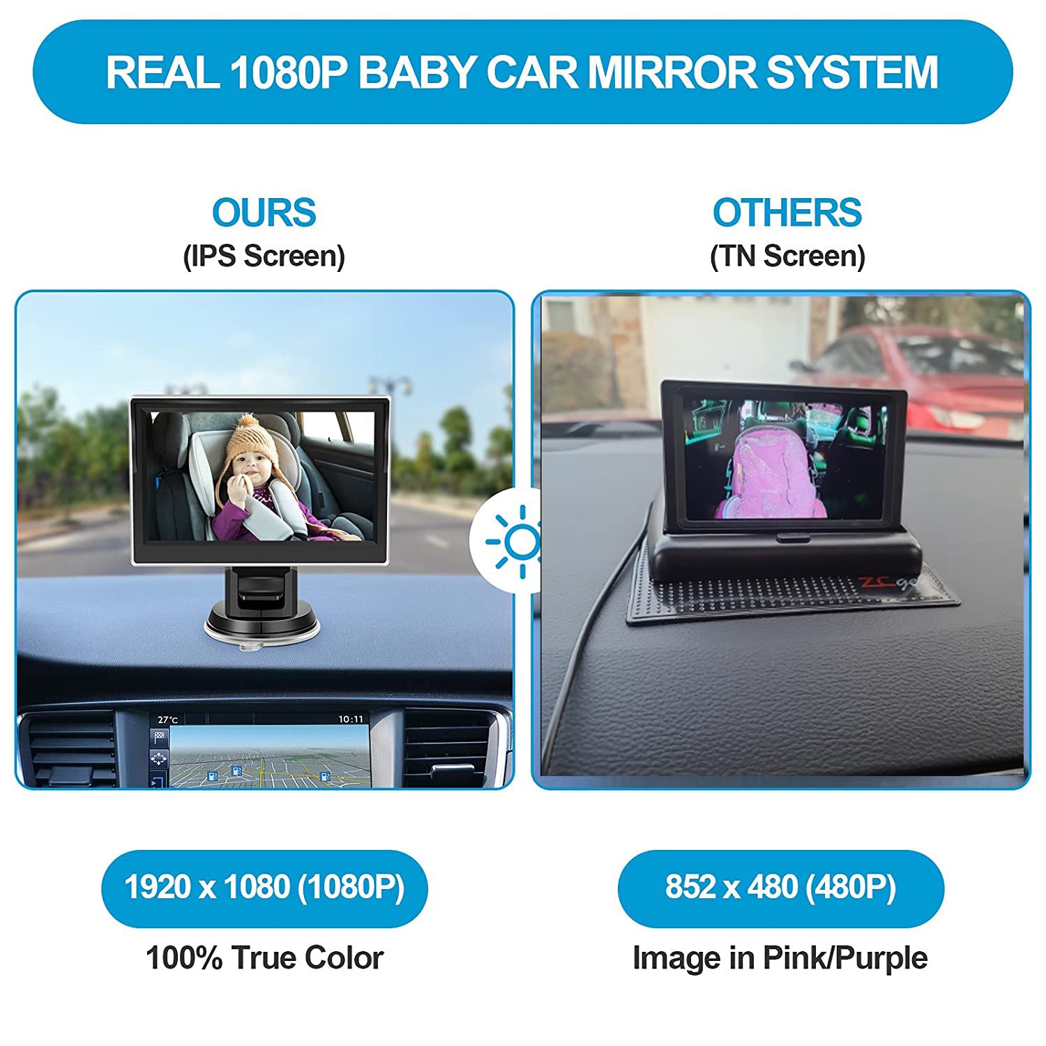 4.3 inch private model HD 1080P car baby monitor car baby mirror - SMSB 66