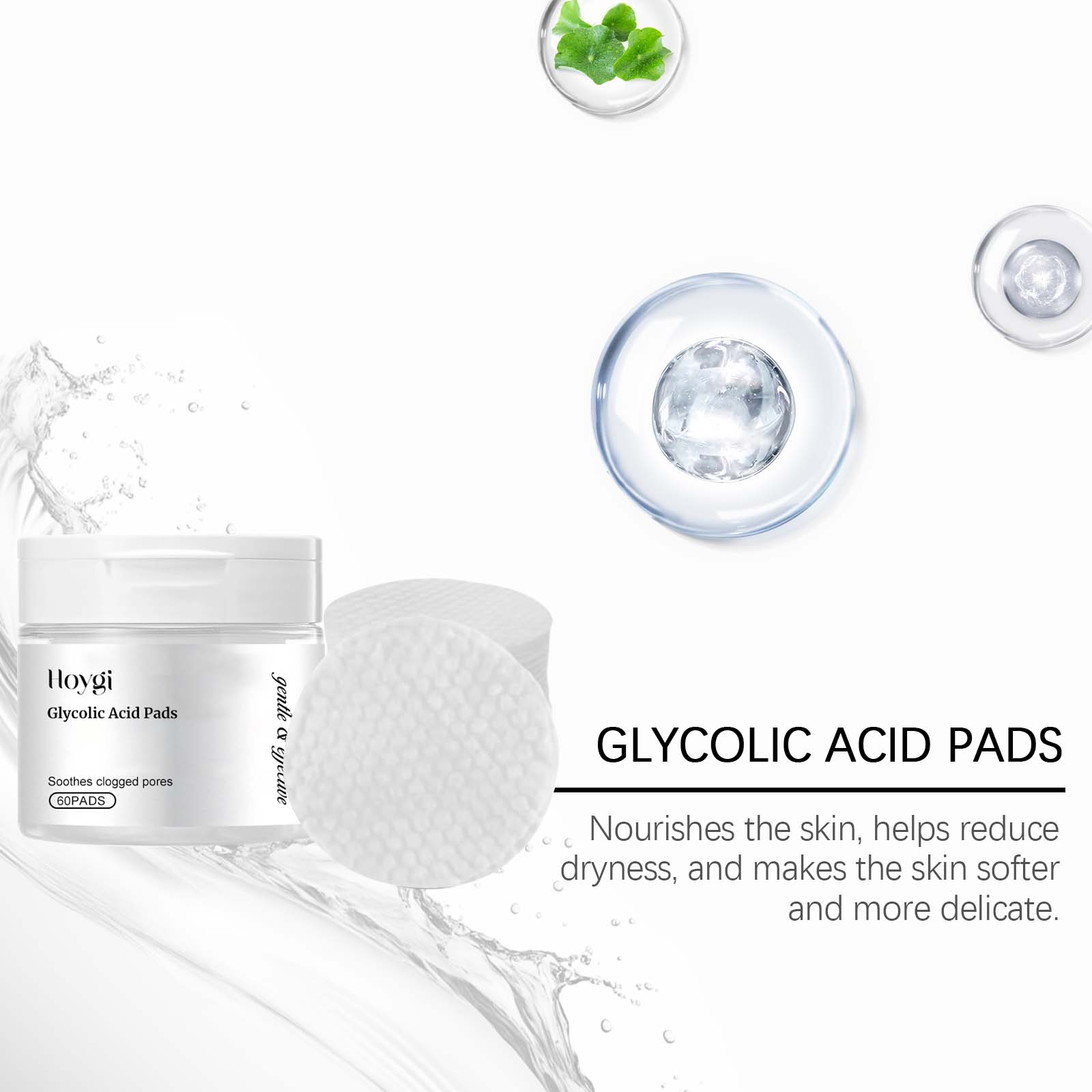 Hoygi Glycolic Acid Exfoliating Shims, Gently Cleanse Facial Skin Comfortable, Refreshing And Glossy Skin Shims - SMSB 66