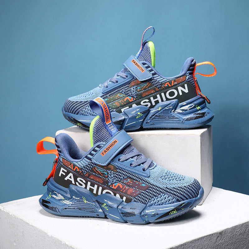 Spring And Summer New Flying Woven Upper Children's Casual Shoes Thick Sole Sneakers Girls Trendy Shoes Mesh Shoes - SMSB 66