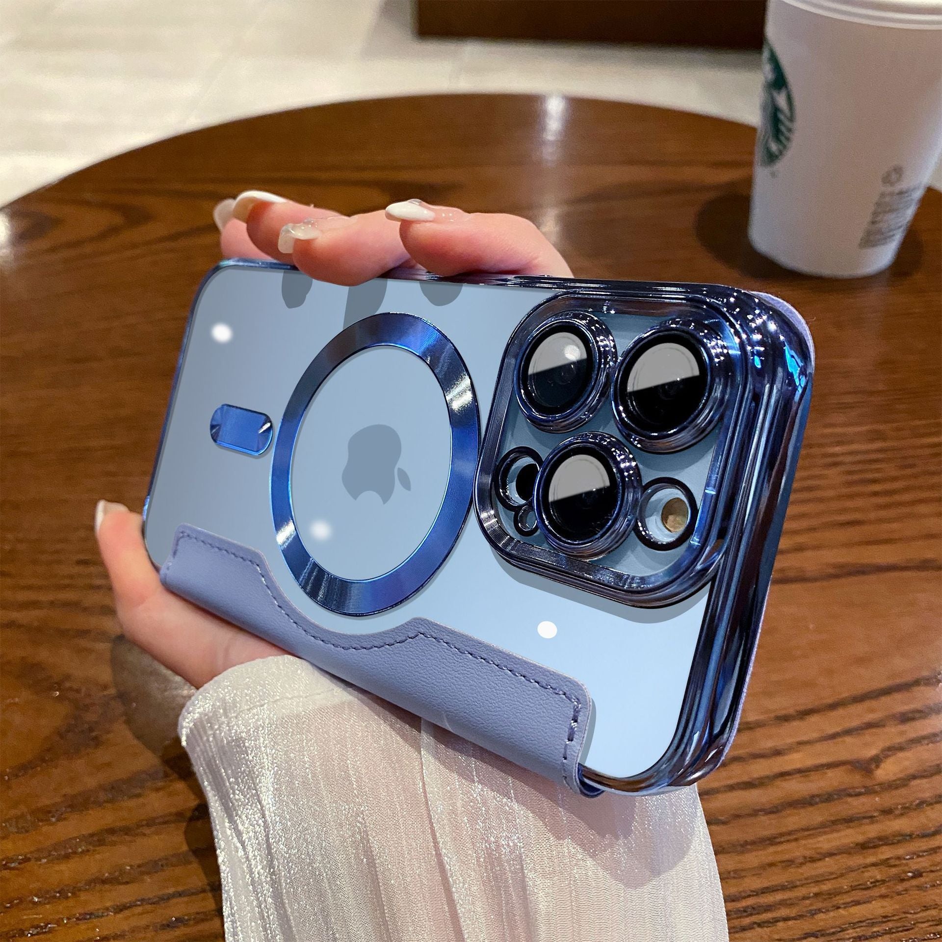 Suitable for iPhone 16 gold shield electroplated magnetic flip cover leather case Apple 15 all inclusive lens 14 protective case - SMSB 66