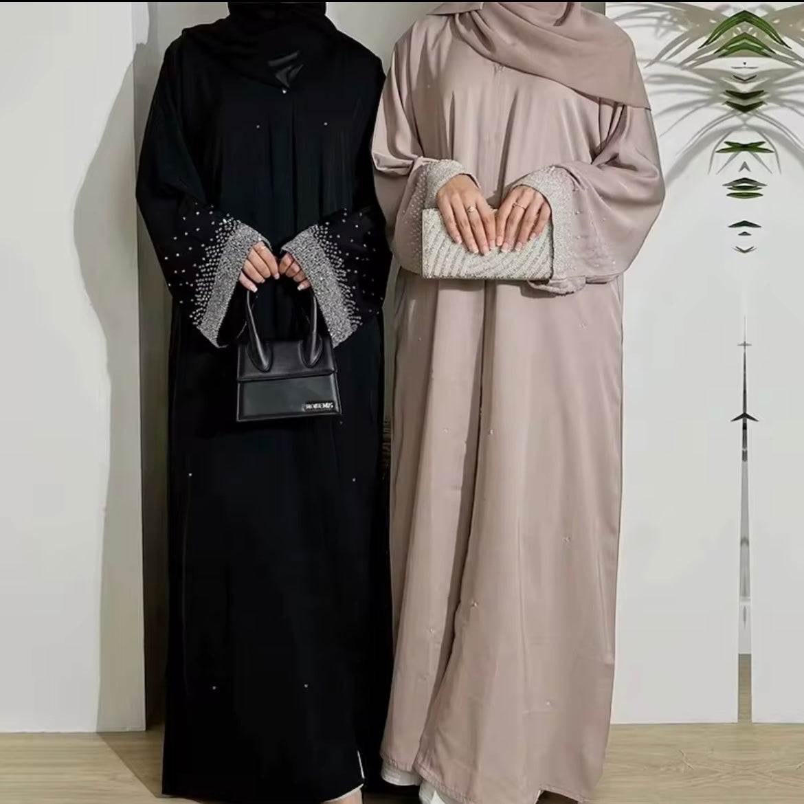 Loriya 2024 musulman une pièce luxe perles manches Abaya dubaï personnalisé modeste strass Abaya femmes robe musulmane - SMSB 66