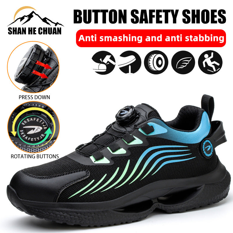 Safety shoes anti smashing anti piercing anti slip wear-resistant steel toe shoes lazy no tie safety shoes - SMSB 66