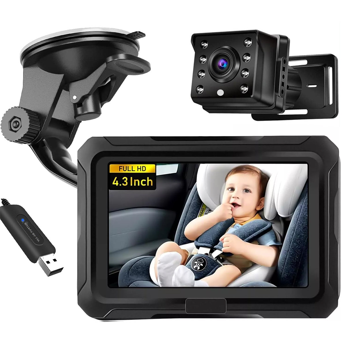 4.3 inch private model HD 1080P car baby monitor car baby mirror - SMSB 66