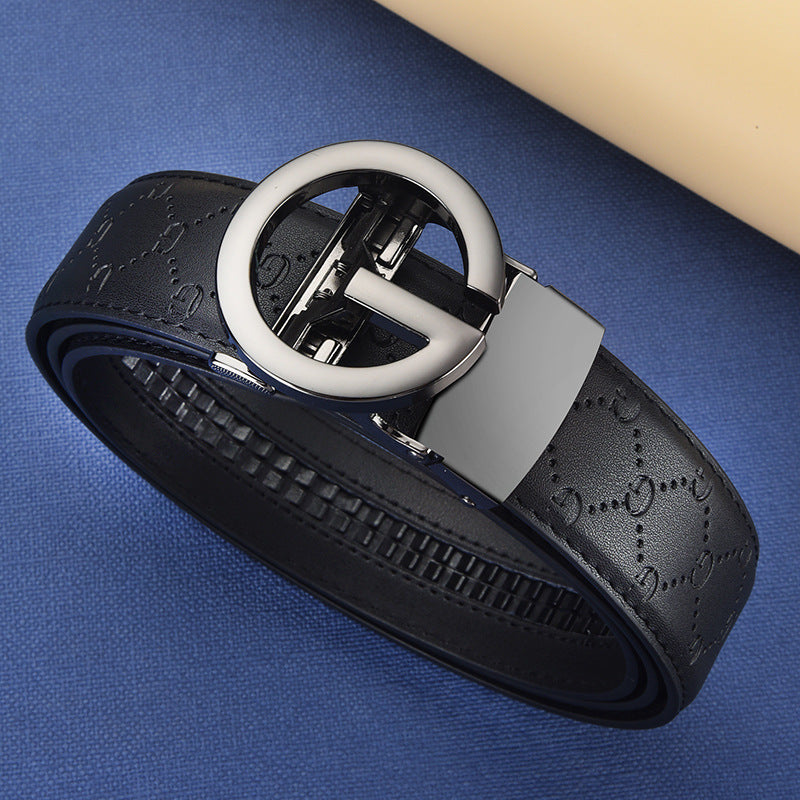 Men's Genuine Leather Alloy Automatic Buckle Versatile Korean Business Casual Fashion Belt - SMSB 66
