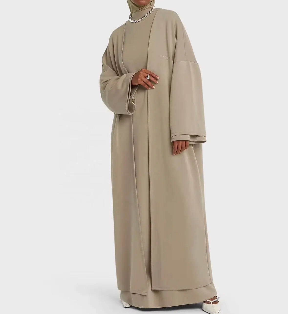 Abaya légère en rayonne, ouverte, de longueur totale, [ vêtement islamique décontracté de style traditionnel SMSB 66