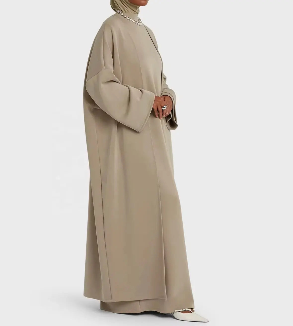 Abaya légère en rayonne, ouverte, de longueur totale, [ vêtement islamique décontracté de style traditionnel SMSB 66