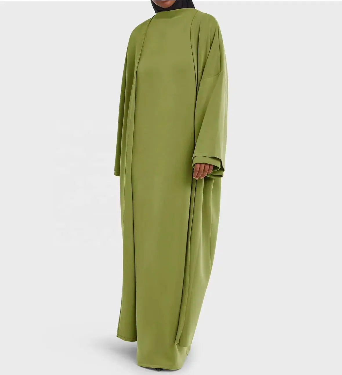 Abaya légère en rayonne, ouverte, de longueur totale, [ vêtement islamique décontracté de style traditionnel SMSB 66