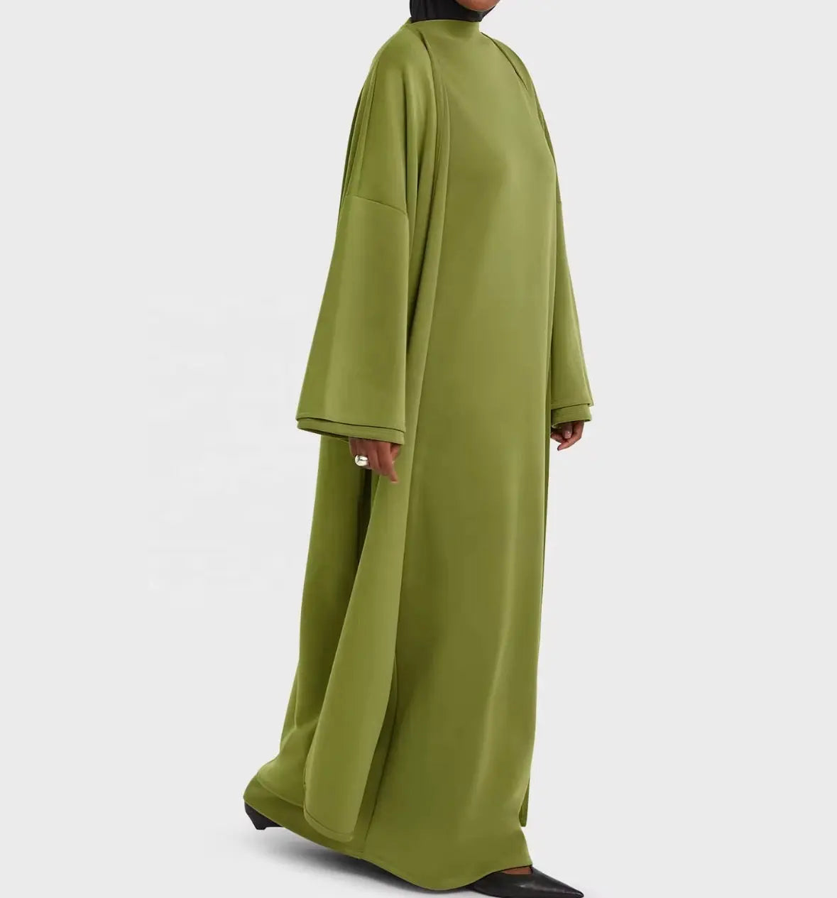 Abaya légère en rayonne, ouverte, de longueur totale, [ vêtement islamique décontracté de style traditionnel SMSB 66