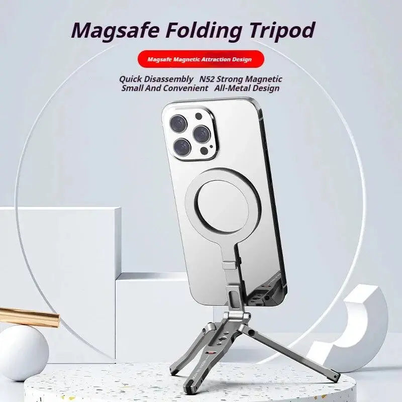 Aluminum For Magsafe Tripod Magnetic Phone Holder Universal Magnetic Phone Tripod Mount Foldable Camera Phone Tripod Stand - SMSB 66