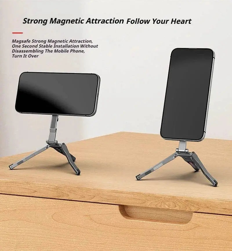 Aluminum For Magsafe Tripod Magnetic Phone Holder Universal Magnetic Phone Tripod Mount Foldable Camera Phone Tripod Stand - SMSB 66
