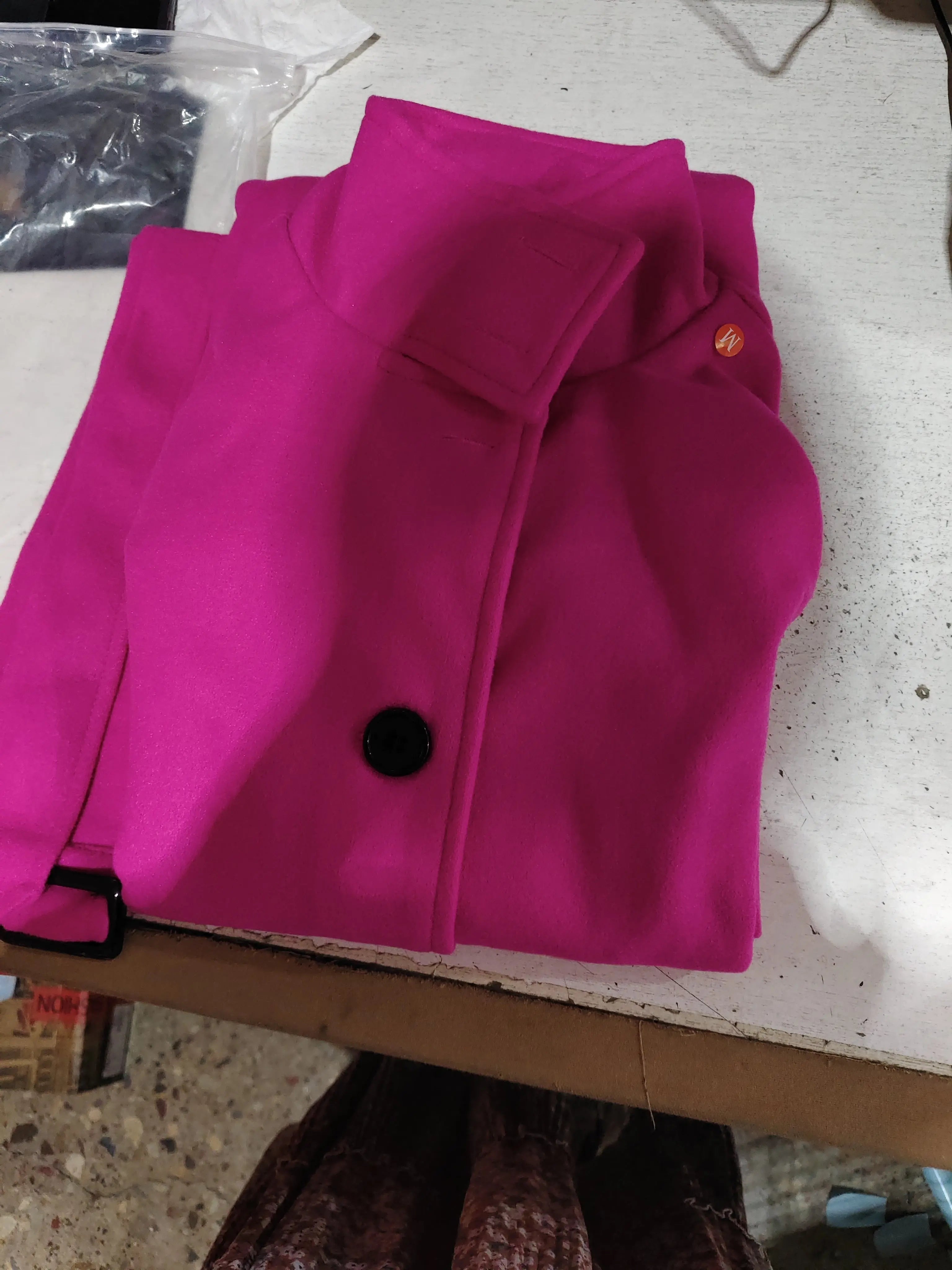 Autumn Winter New Woolen Coat Women's Slim Fit Cardigan Large Coat Women Long Sleeve Single Breasted Stand Collar Woolen Coat - SMSB 66