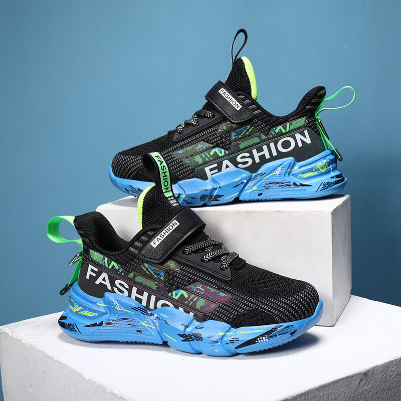 Spring And Summer New Flying Woven Upper Children's Casual Shoes Thick Sole Sneakers Girls Trendy Shoes Mesh Shoes - SMSB 66