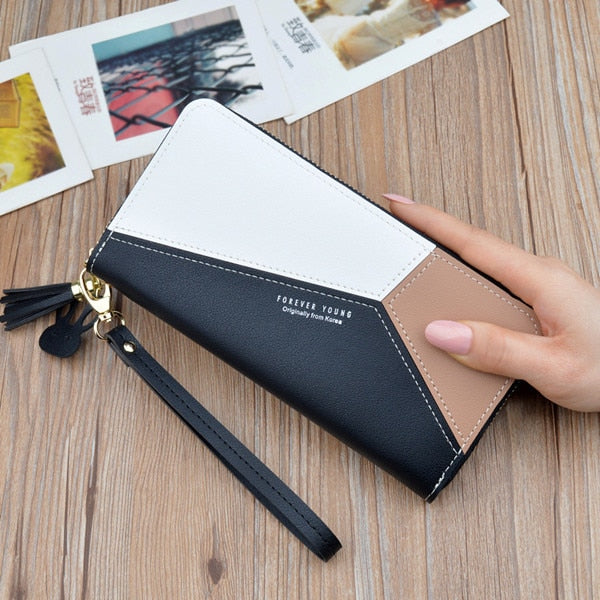 Luxury Brand Leather Wallets Women Long Zipper Coin Purses Tassel Design Clutch Wallets Female Money Bag Credit Card Holder - SMSB 66