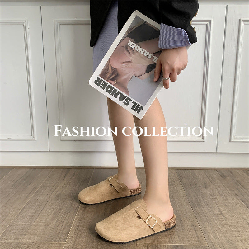 Thick-soled Half-drag Retro Unique Lazy Outdoor Unisex Slip-on Closed-toe Sandals - SMSB 66