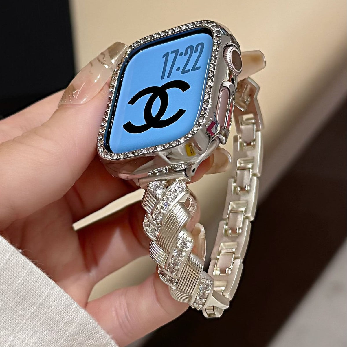 Wheat Spike Diamond-Encrusted Metal Starlight Watch Band for Apple Watch Female - SMSB 66