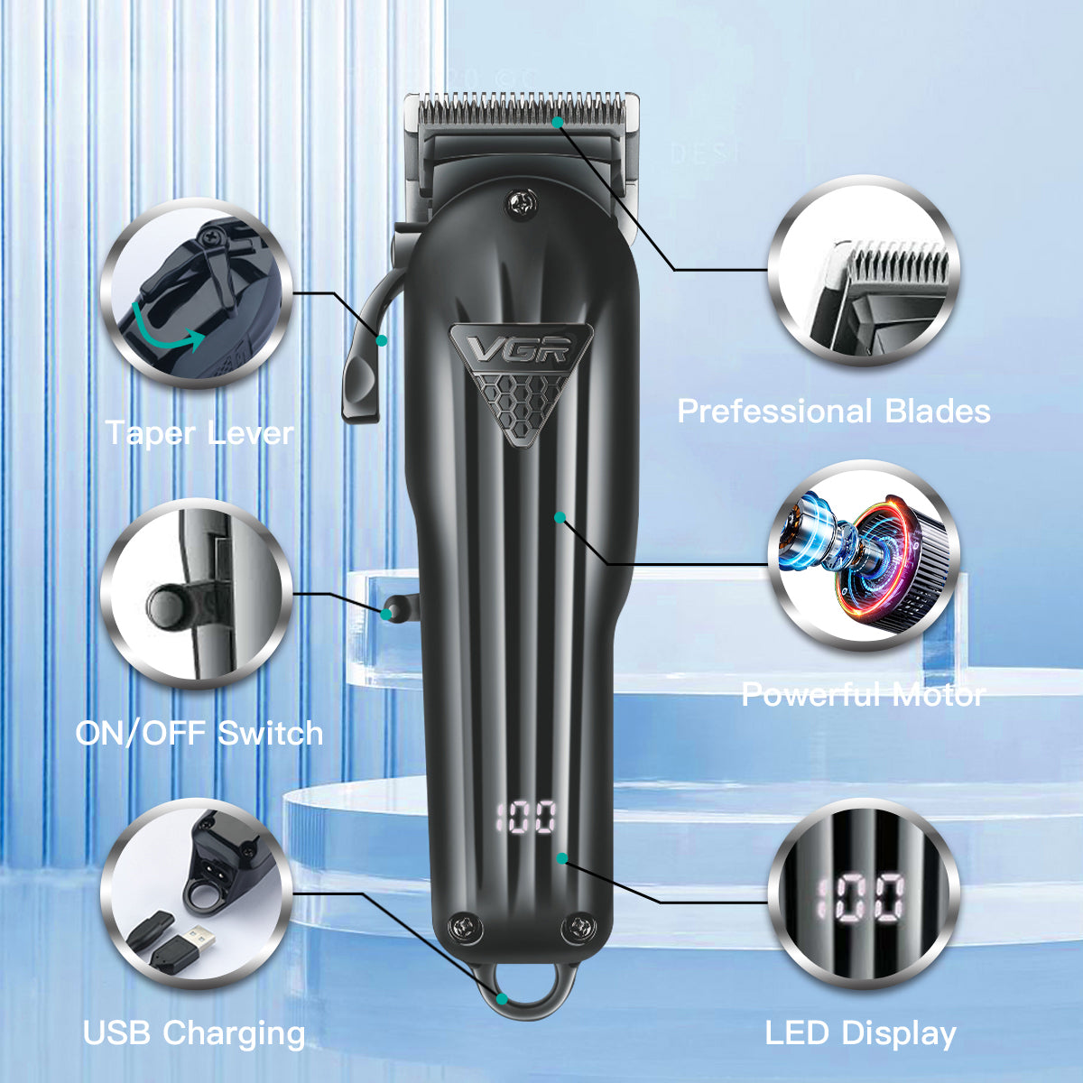 Electric Hair Clipper Fine Adjustment Gradual Change Electric Hair Salon Usb Rechargeable Household Electric Hair Clipper - SMSB 66