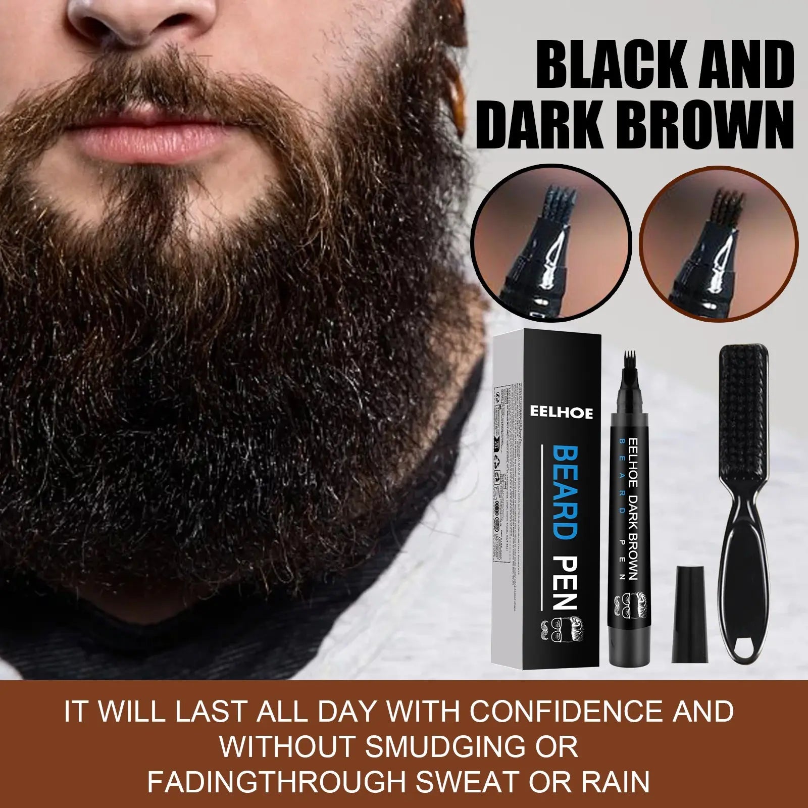 Beard Refill Pen Kit Men's Beard Natural Waterproof Beard Pen Beard Tracing Pen eprolo