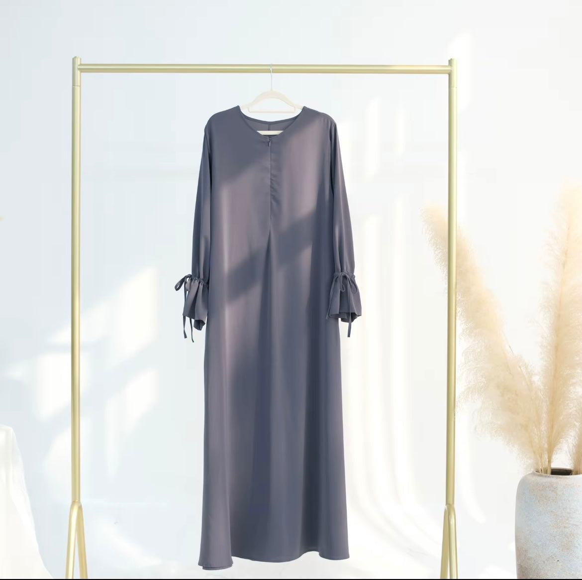 Sharut 2025 EID turc dubaï Abaya Robe luxe modeste Abaya femmes musulmanes Robe avec fermeture éclair avant manches à volants Nida Abaya - SMSB 66