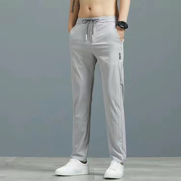 Quick drying thin ice silk men's casual elastic breathable straight leg sports pants - SMSB 66
