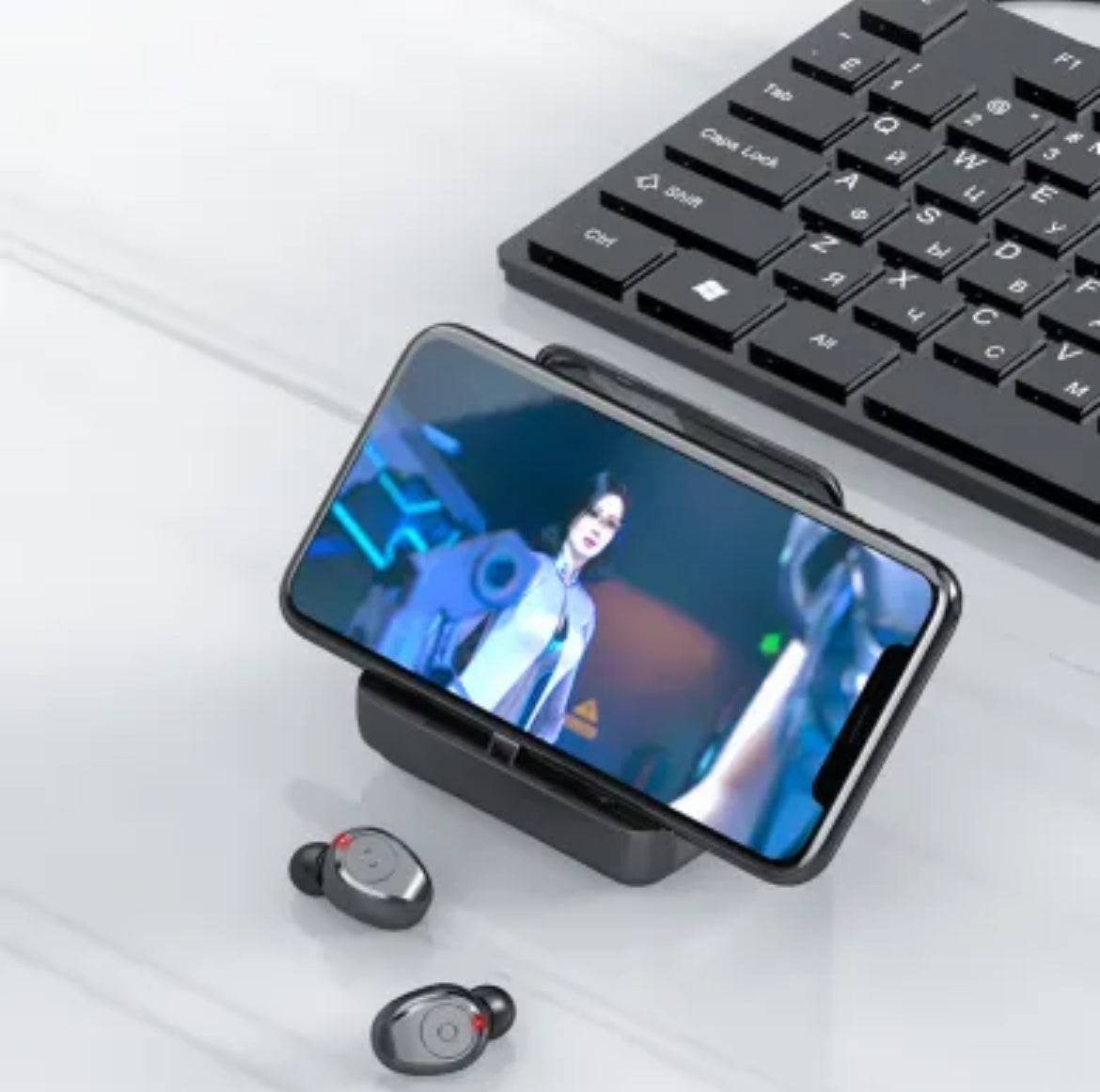 Multifunction Bluetooth Headset Binaural Movement Power Bank Phone Support - SMSB 66